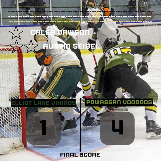 VoodoosNOJHL's tweet photo. Voodoos with a 4-1 road win over the Elliot Lake Vikings. #NOJHL #RoadDub #2pts https://t.co/57hpqSu3XF
