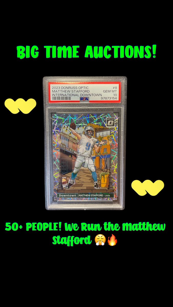 cardsondeckPr's tweet photo. 50+ PEOPLE WEDNESDAY NIGHT! WE WILL RUN SOME AMAZING CARDS INCLUDED THIS PSA 10 DOWNTOWN OF MATTHEW STAFFORD

https://t.co/3uMH5JYFhl

@Whatnot #sportscards https://t.co/XytzQ2KNP1