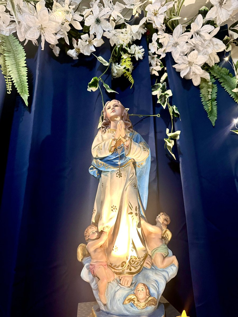 La imagen de Nuestra Señora, La Purísima, en el hogar de mi familia en Miami. Hoy hemos rezado y cantado a la Virgen, dándole gracias por su protección maternal y pidiendo por la liberación de nuestra amada patria, Nicaragua. 🇳🇮