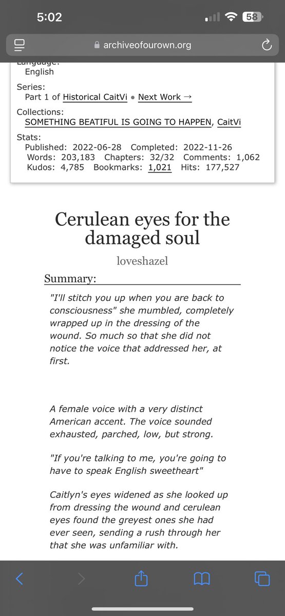 ZioScreaming's tweet photo. If yall haven’t read this yet and are starving for more CaitVi this is quite literally THE MOST WELL WRITTEN FIC EVER JUST AMAZING https://t.co/m4aBtr2JgJ