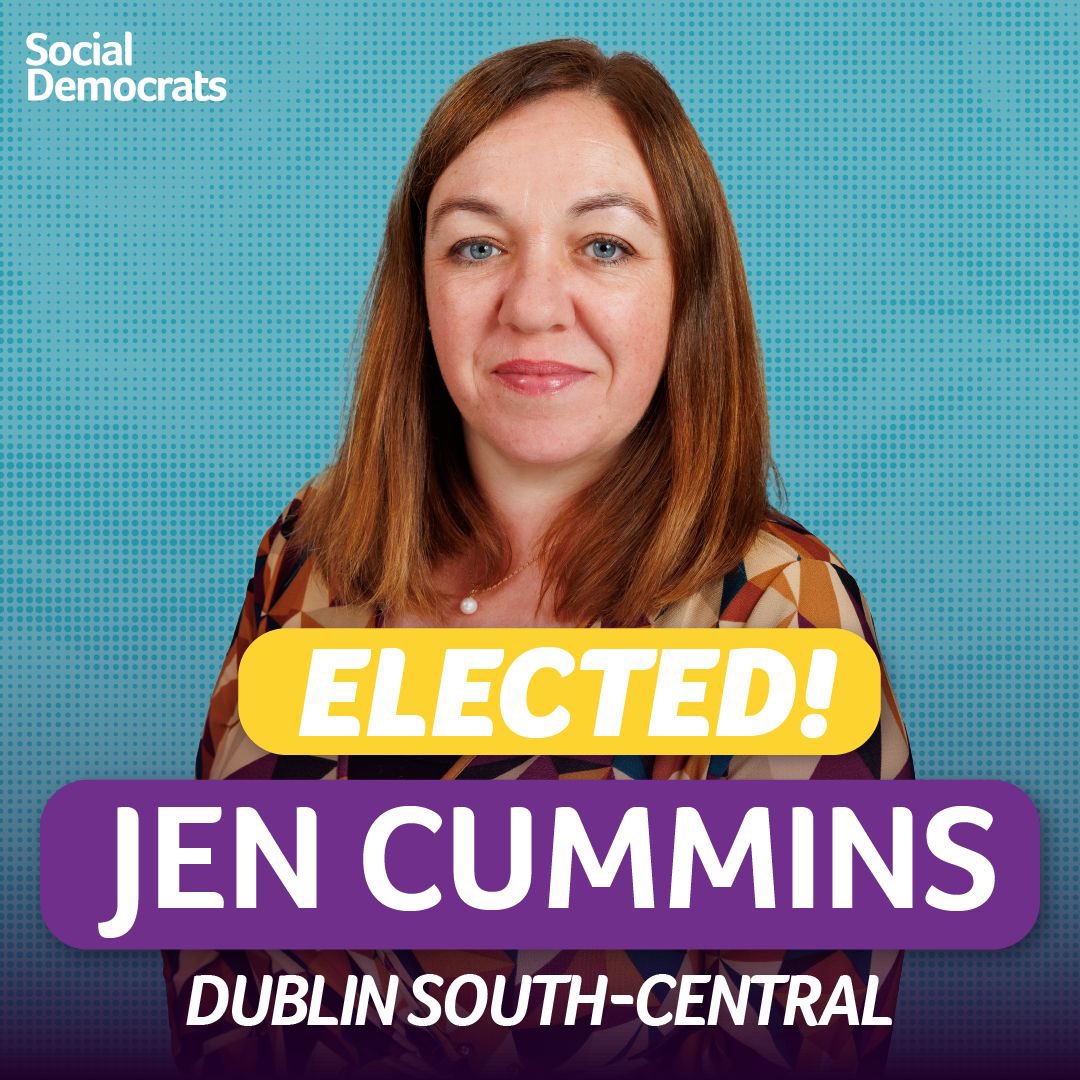 The good news keeps coming! 

@jencummins5 just elected in Dublin South Central 🙌