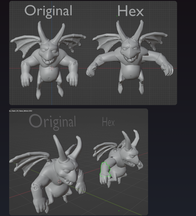 RipperGFX's tweet image. He (@HexagonBuildsRB ) stole assets when we commissioned him - we sent him a picture of a Clash of Clans minion as a reference for him to model, so he subsequently ripped a 3d printable model of the minion, ran a decimation modifier, and called it his.
