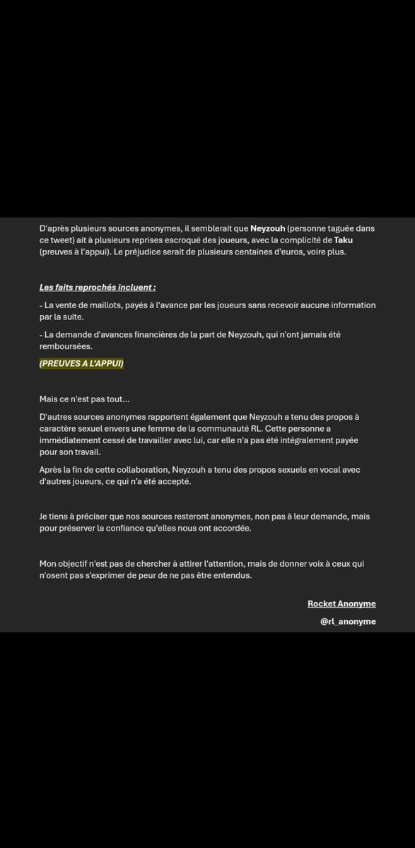 vaeelin's tweet image. Warning! 🚨

A rl coach nicknamed Neyzouh is back on the networks and the rocket league scene! ⛔️
Be careful of him and do not trust him under any circumstances, he is a scammer! ⚠️