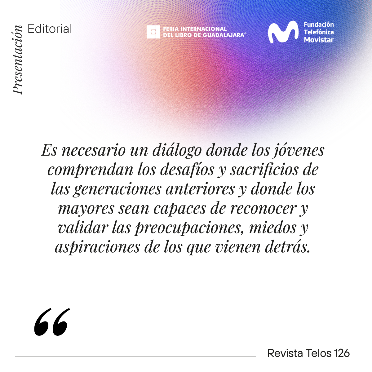 FTelefonicaMX's tweet image. 📢¡Primera llamada!

📢No te pierdas la transmisión en vivo. 🚀 de la presentación editorial de nuestra revista #TELOS126 en #FILGuadalajara 

✨⌚Marca la hora y entérate de que va la edición 126 de #TELOS 
👉🏽youtu.be/-YLynOZsUac
Descarga #TELOS126: tinyurl.com/Telos126
