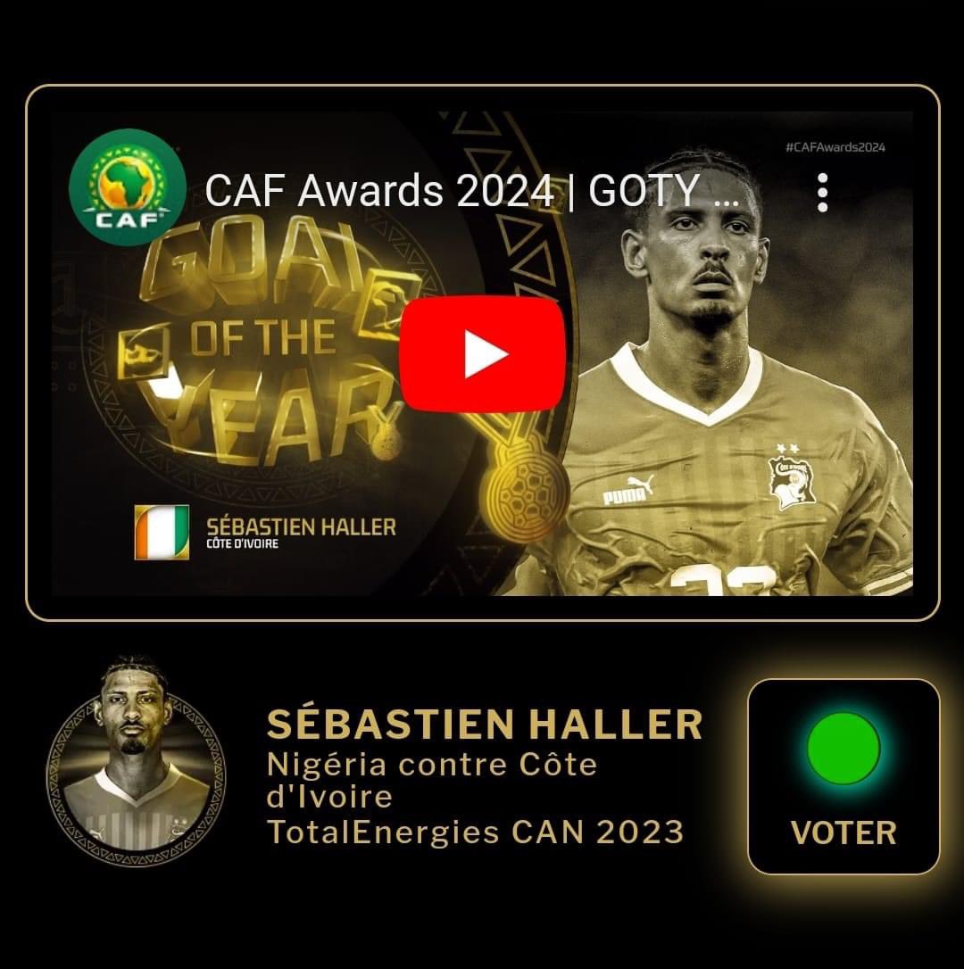 yvo_abo's tweet photo. Sébastien HALLER nommé au CAFAwards24 !

L’international ivoirien est nommé dans la catégorie « But de l’année » grâce à son superbe but inscrit lors de la finale de la CAN 2023 face au Nigeria.

Votre vote peut faire la différence ! Votez ici 👉 https://t.co/ixr767B4FA https://t.co/U4XT0osVUN