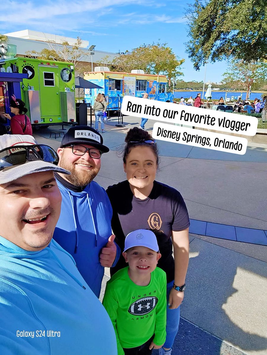 rvanhaste4's tweet photo. Ran into our favorite vlogger @PageMrMorrow today at Disney Springs!! SO pumped to get our picture with him and talk about Christmas Tree strolls 😍😍 https://t.co/dvYbfnoqcU