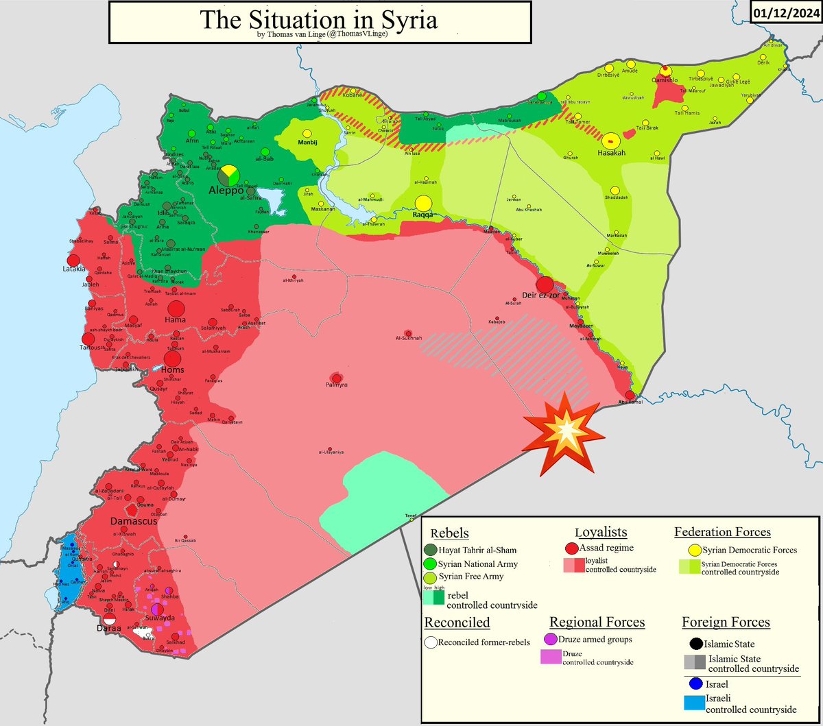 AhmadAlhameela's tweet photo. #BreakingNews 
#SYRIA
#DeirEzzor
More than a hundred killed &amp; wounded in violent airstrikes targeting Shiite Popular Mobilization Forces convoys as they entered Syria at Iran's request through a desert road near the city of Al #bukamal on the Syrian-Iraqi border.
#Aleppo #Hama https://t.co/kt70LpwxoW