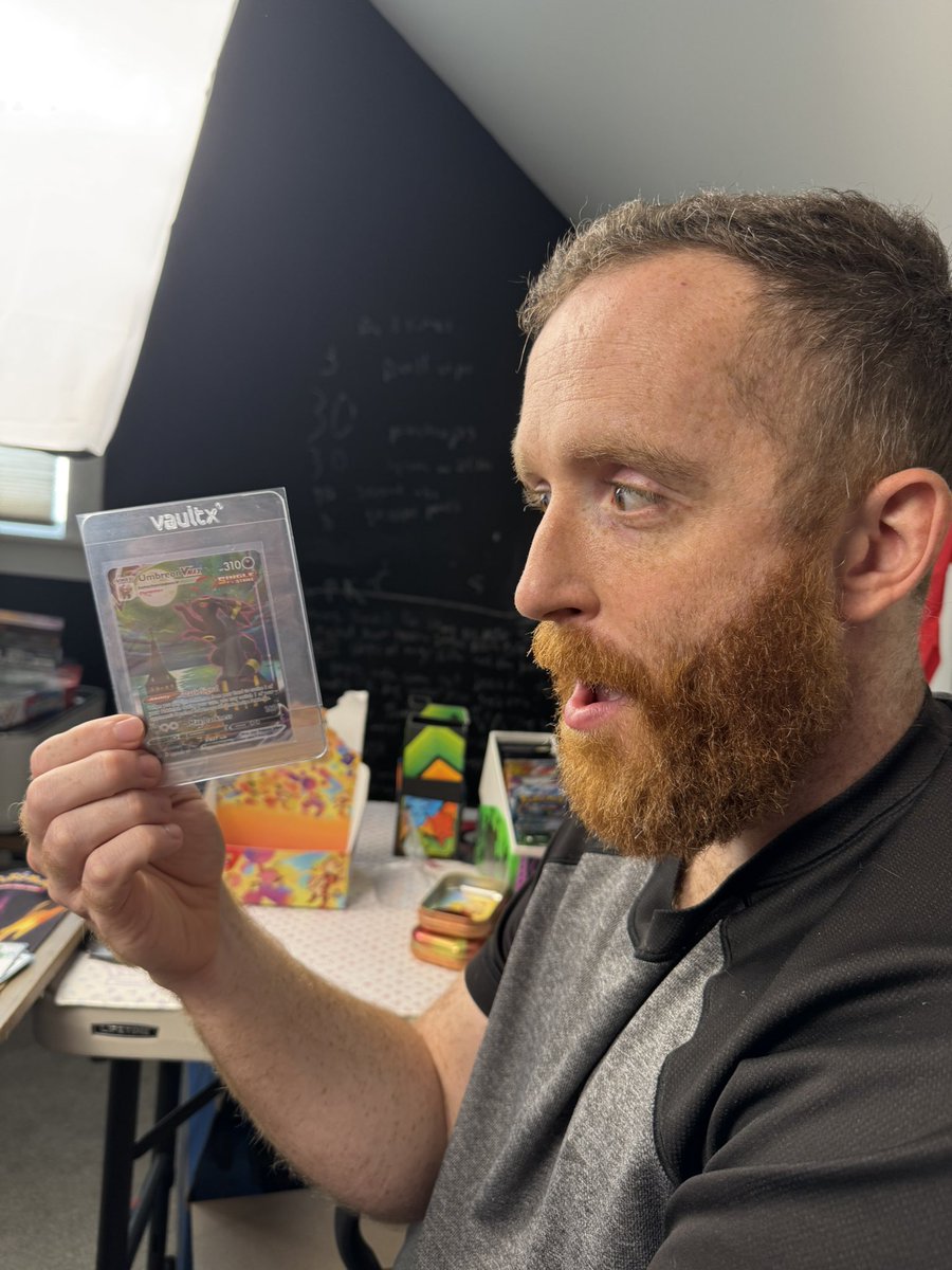 McDSidequest's tweet photo. If you missed the live today on YouTube WE PULLED THE MOONBREON for a viewer 🤯. Can’t wait to do it again. #moonbreon #pokemon #epicpull https://t.co/vhVcQI7sSL
