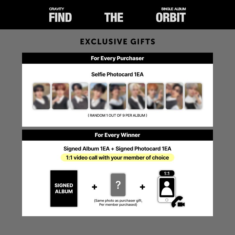 📣 CRAVITY Single Album [FIND THE ORBIT] 1:1 Global Video Call Event is now open!

📅 December 2, 1:00 PM (KST) ~ December 5, 11:59 PM (KST)
🎁 MMT Exclusive Photocard
🎉 Signed photocard

🔗 mmt.fans/b0Nm

#CRAVITY with #MyMusicTaste #MMT #MMTSHOP