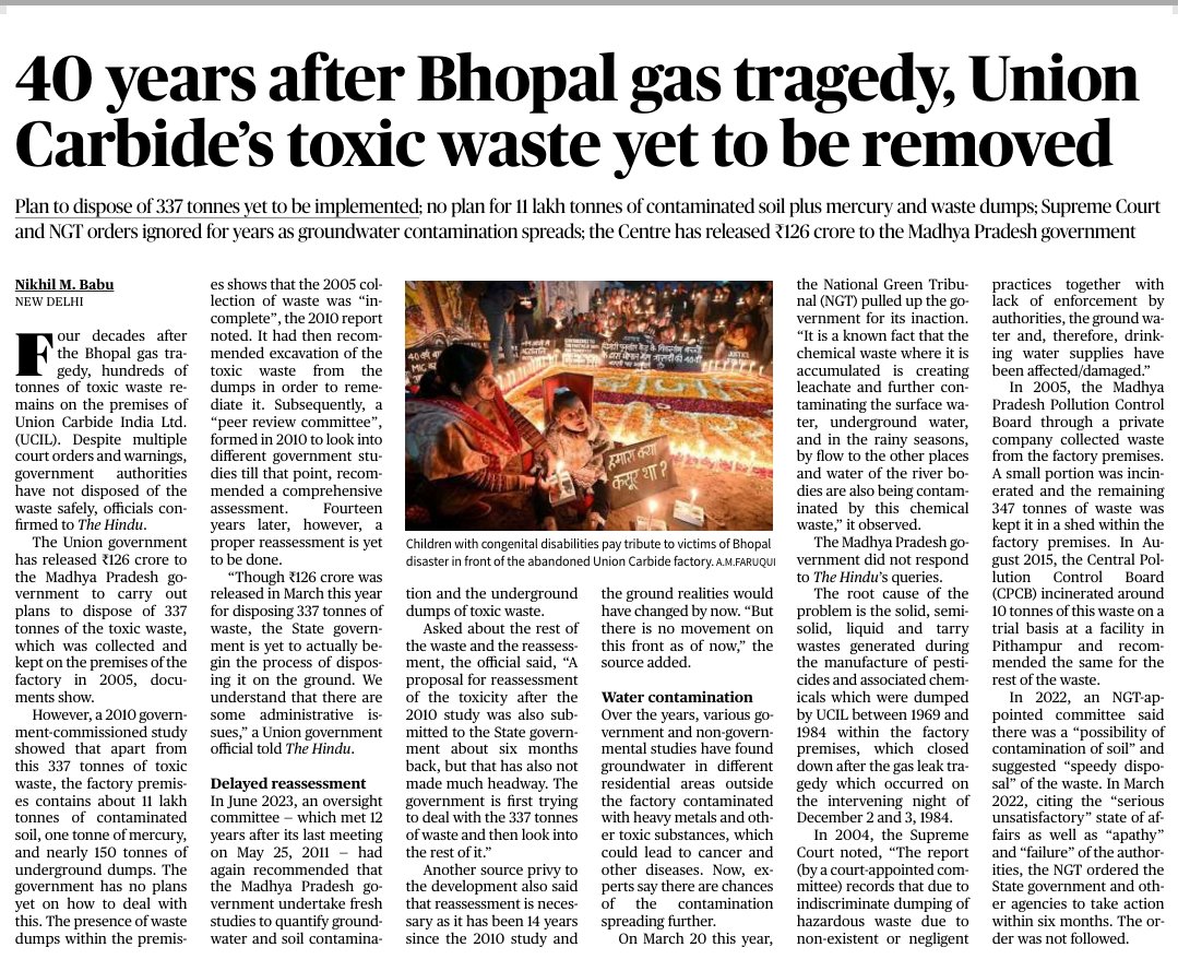 ikasnik's tweet image. || 40 years after Bhopal gas tragedy, toxic waste yet to be disposed by govt. || 

▶️ Forty years after the #Bhopal gas tragedy and despite multiple court orders and warnings, hundreds of tonnes of toxic waste on the premises of Union Carbide India Limited (UCIL) has not