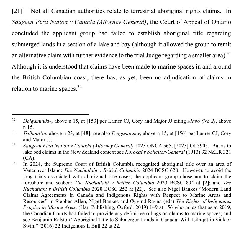 benralstonyxe's tweet photo. Here's an interesting decision from the New Zealand Supreme Court on rights to marine areas with some discussion of the Canadian and Australian case law that influenced the statutory regime in New Zealand. It was a happy surprise to be cited as well. https://t.co/LVbzOhWJFc
