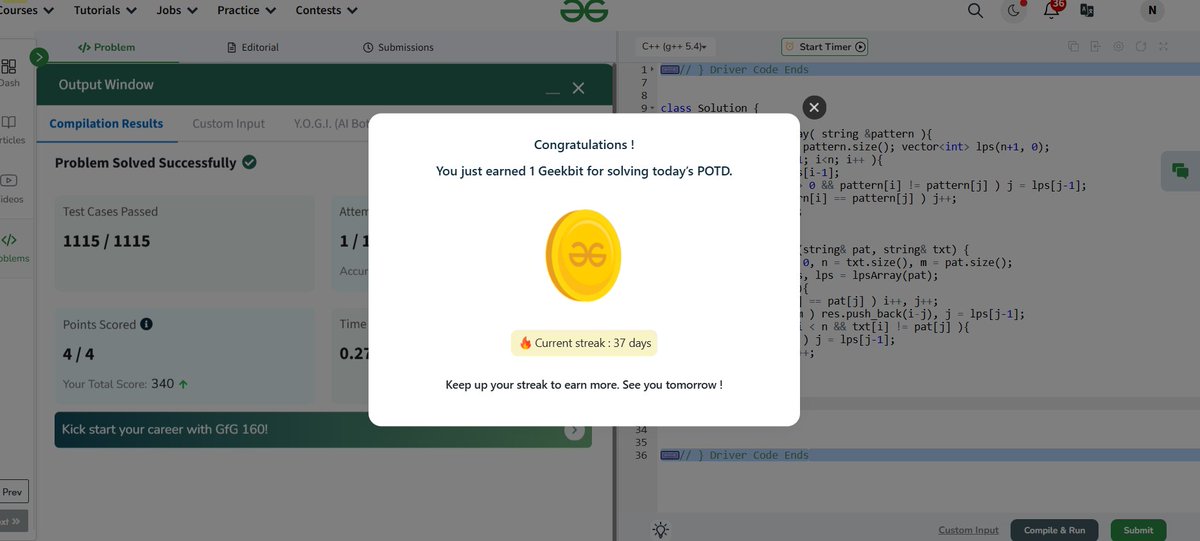Neeharika_telu's tweet image. Day 18: Problem solved ✅ Skills improved 💻⚡ The streak continues strong 🚀 #geekstreak2024 #GfG160 #CodingEveryday #WomenInTech @geeksforgeeks