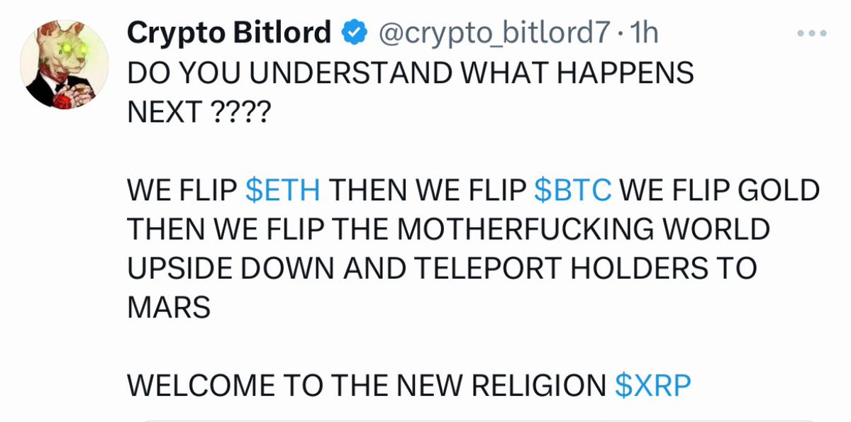 3orovik's tweet photo. XRP at $34, would flip Bitcoin

But that would mean nearly a $2 trillion mcap

It’s currently at $139 billion https://t.co/b37sGaqbVA