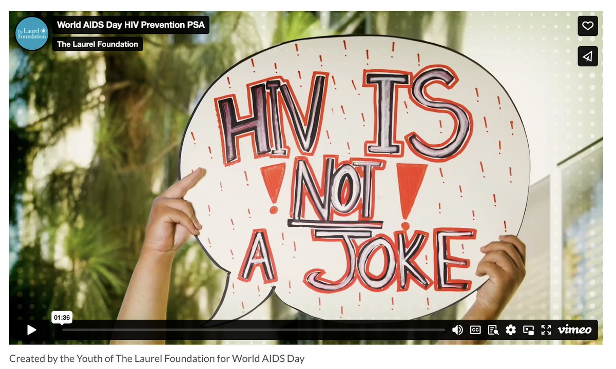 The Laurel Foundation (@thelaurelfdn) on Twitter photo This #WorldAIDSDay we share a message of HIV Awareness and Prevention - a PSA created by the kids of <a href="/TheLaurelFdn/">The Laurel Foundation</a>
laurel-foundation.org/world-aids-day… This #WorldAIDSDay we share a message of HIV Awareness and Prevention - a PSA created by the kids of <a href="/TheLaurelFdn/">The Laurel Foundation</a>
laurel-foundation.org/world-aids-day…