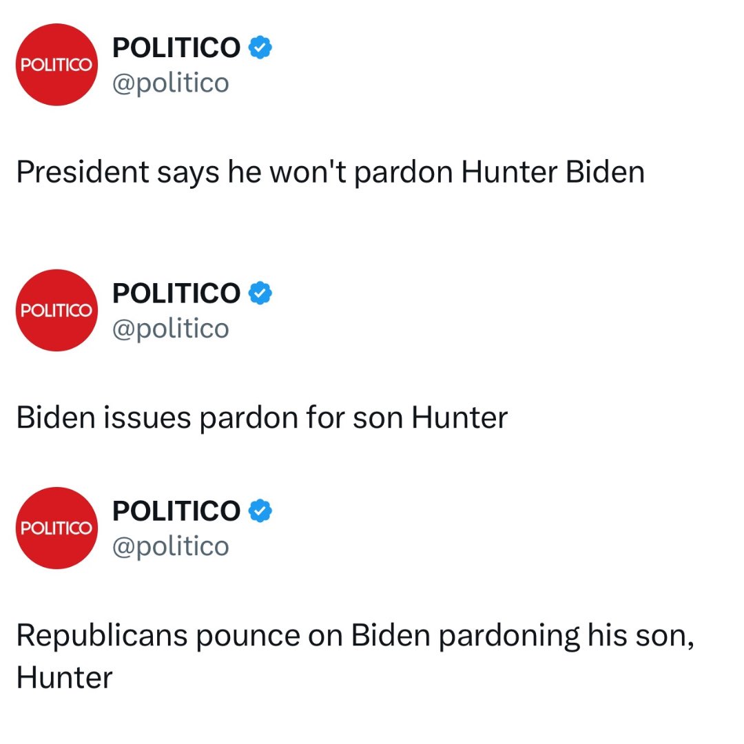 A 3 act play starring Joe Biden, Hunter Biden, and Politico: