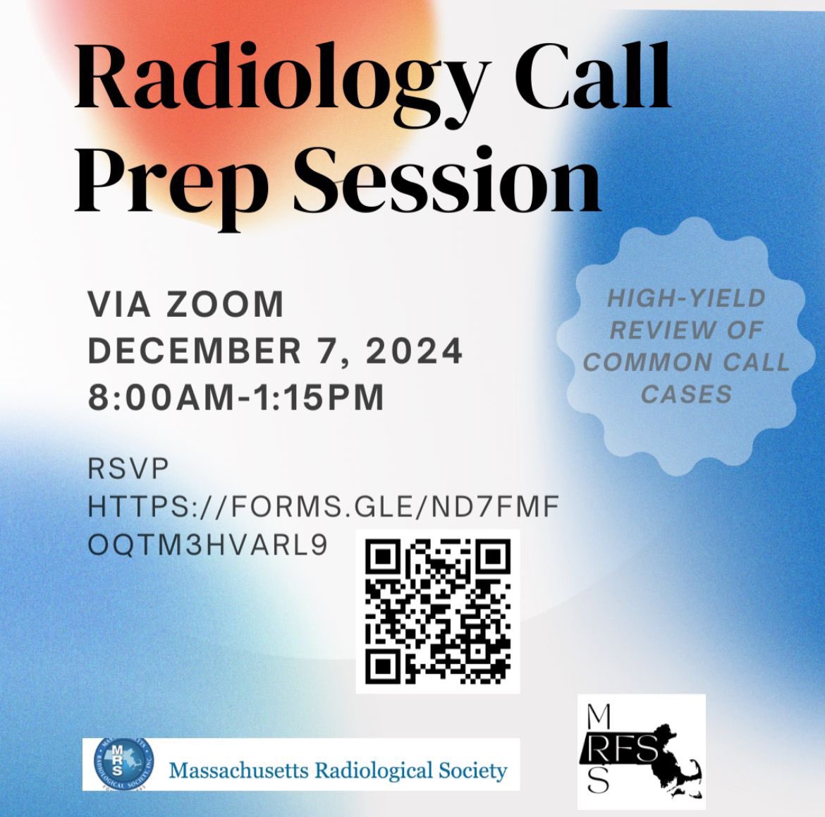 🚨 Don’t miss our Call Prep Session 🚨
Sharpen your skills with call cases, key pearls, and expert tips. Perfect for boosting your diagnostic confidence! 📚🩻 RSVP now!

🗓️ When: Dec 7, 8am
📍 Where: Zoom