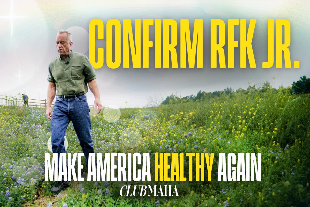 RFK Jr. will put America’s health over mega-corporate greed. Senate should too. 

If you want to see RFK Jr confirmed, tag your Senators below ⬇️