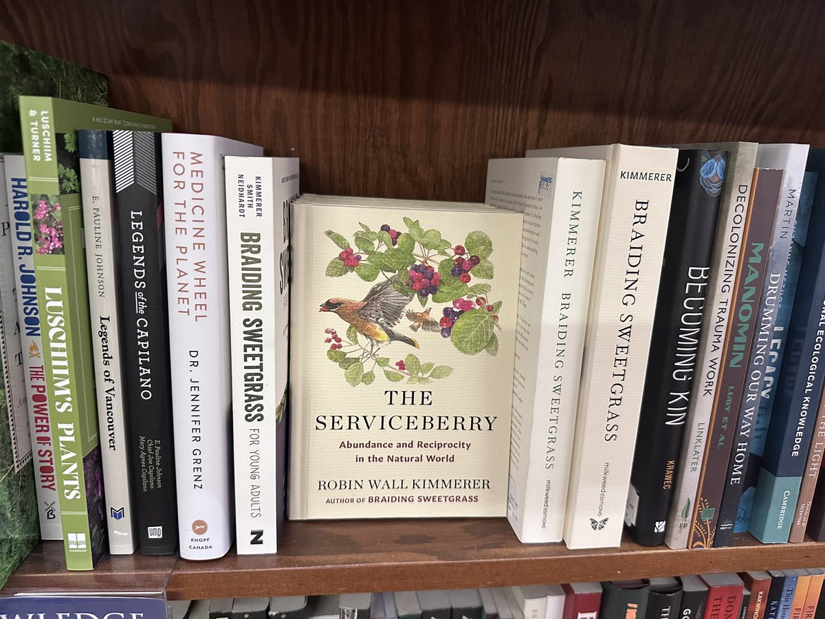 Jennifer_Grenz's tweet photo. Visited Munroβs Books today in #Victoria. Come get your signed copies friends! Love this Indigenous knowledge section πππ½ #booktok #newbooks #ecology #indigenousSTEM @MunrosBooks https://t.co/NP7pNtyNFd