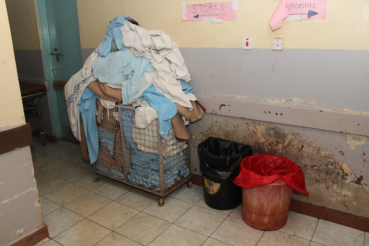 scherargei's tweet photo. Kapsabet county referral Hospital (KCRH) is a crime SCENE !!.

Yesterday in the evening I did impromptu visit to Kapsabet county referral hospital (KCRH) , Kapsabet Town, Nandi county. 
 It was traumatic just like Sang under-velopment across the county. 

I have always insisted that the inept Sang has successfully run down Kapsabet county referral hospital and entire medical facilities in the county ; such as ;

- kapsabet hospital doesn't have even gloves ,syringes & no drugs patients are referred to buy in private pharmacies. (Sang a week ago  launched only fluids and reproductive drugs e.g condoms & family planning worth 48M)

- pathetic hygiene conditions and poor sanitary situation walking through the wards wafts foul smell. 

- inadequate and demoralised staff  with overwhelming work schedule with poor working conditions. 

- congested wards where patients sleep on dilapidated bedding and sleep along the corridors.
- poor lighting or no lighting at all at corridors and wards in the hospital. 

Wayforwad ;

Inept Sang should be impeached for poor development, governance and human rights abuses especially access to health. 

Secondly I shall be requesting senate health committee to visit Kapsabet county referral hospital (KCRH) and make appropriate recommendations. 

#mtetezi 

Blessed week