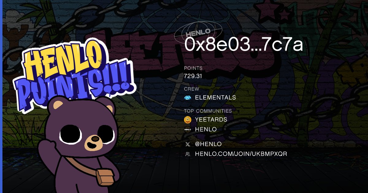 APeacefulRide's tweet photo. henlo, check out my personal henlo card! @henlo is a dumb memecoin built by the biggest cult org in the berachain ecosystem. envisioned by Satoshi Nakamoto as cryptos Universal Greeting. 💸🐼🚀 https://t.co/4Mrl4tm0FE