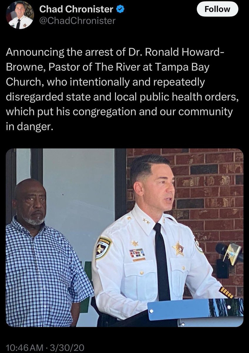 .<a href="/ChadChronister/">Chad Chronister</a> is proud of his record of arresting a pastor for worshiping God. He is not qualified to head any agency. He can not be confirmed as head of the DEA.