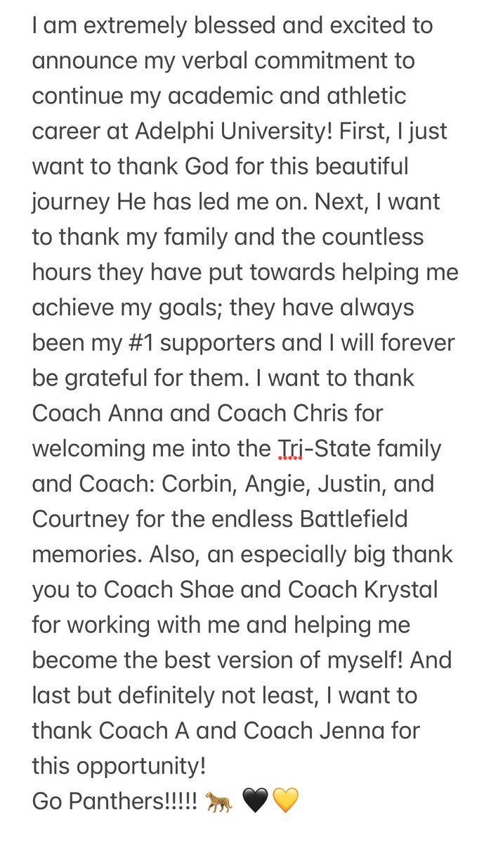 1000% COMMITTED!!! 🐆🖤💛 <a href="/AdelphiSb/">Adelphi Softball</a> <a href="/kappas1220/">Katie Apostolopoulos</a> <a href="/_jennalaird/">Jenna Laird</a> <a href="/TSThunderNova/">Tri-State Thunder NoVa 18U</a> <a href="/TSThunderGold/">Tri-State Thunder Gold 18U</a>