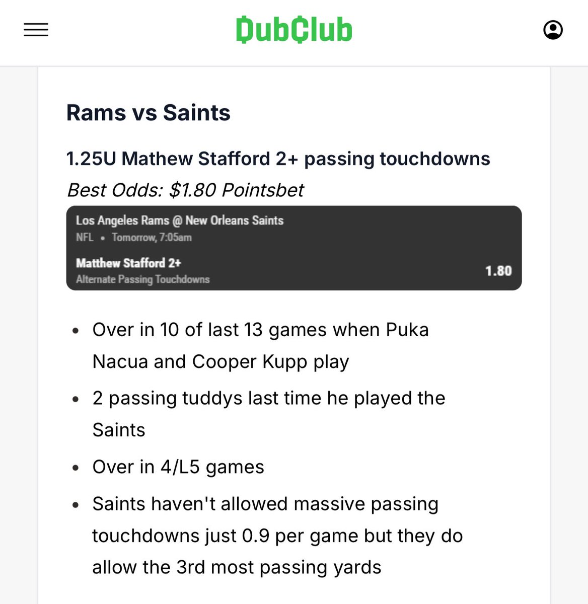 JustTheTipAUS's tweet photo. ✅CASH MATHEW STAFFORD!!
⬆️1.5 PASSING TOUCHDOWNS
#NFL #LARvsNO #RamsHouse https://t.co/Jb4y1NKd6C