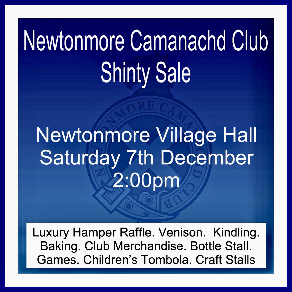 Saturday 7th December. Newtonmore Village Hall 💙 #shinty