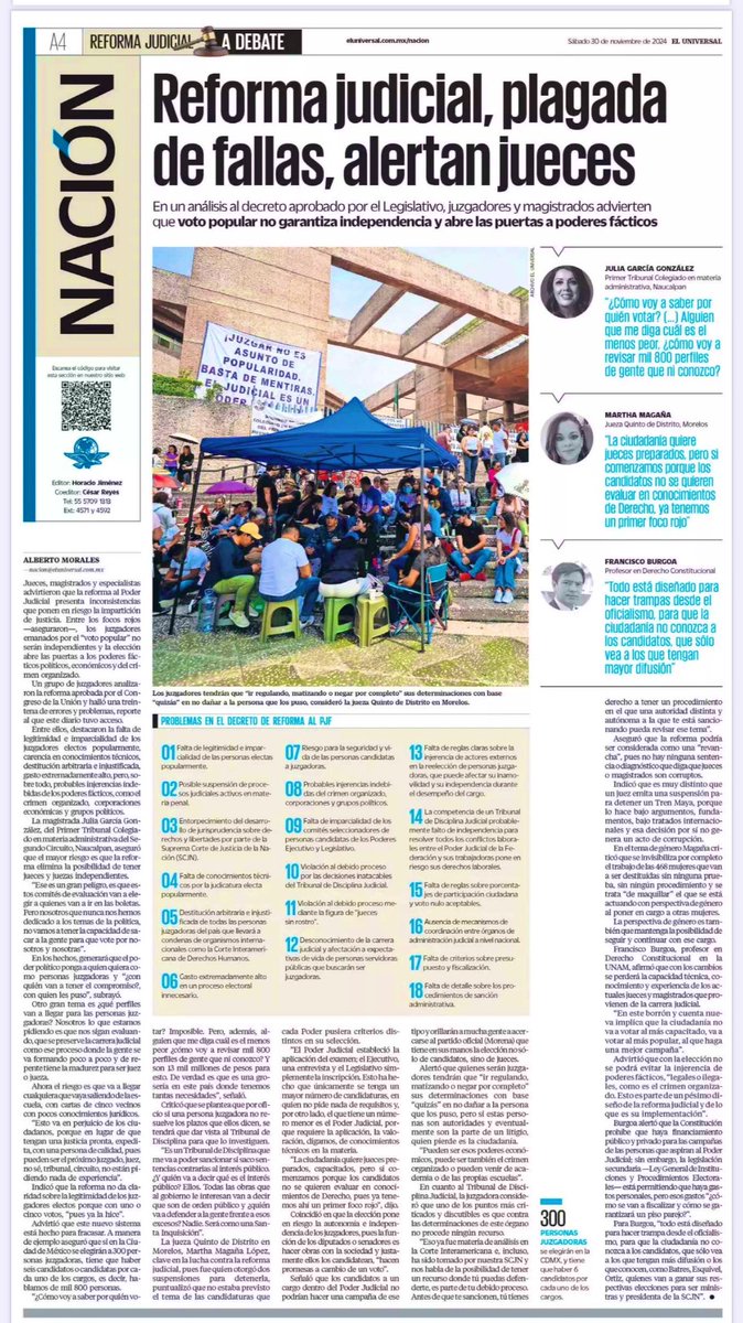 Reforma judicial plagada de fallas!  

La Magistrada <a href="/Julis1327/">Julia García Glez</a> y yo comentamos algunas en entrevista para  <a href="/El_Universal_Mx/">El Universal</a>