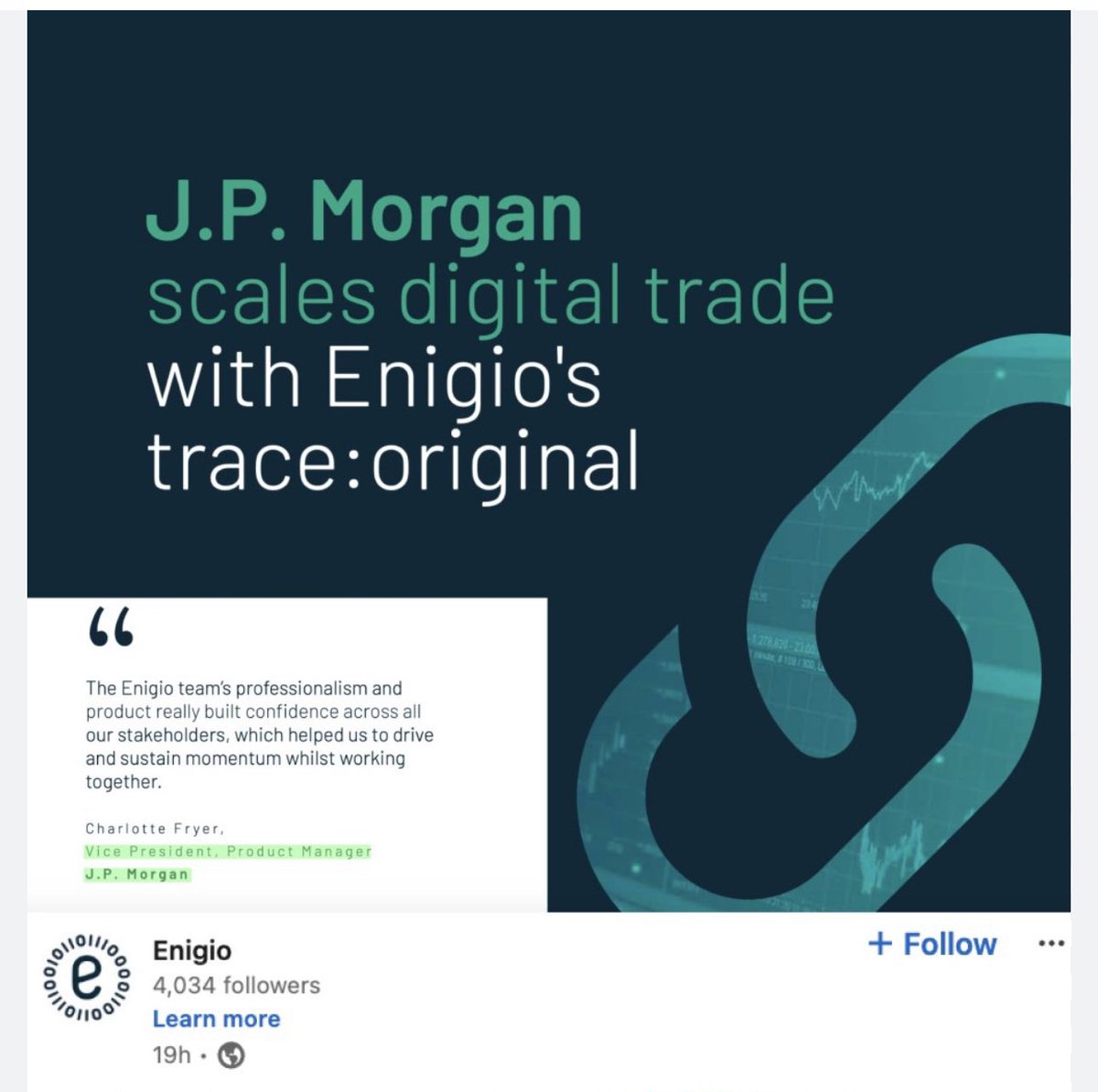 We have a confirmation from mr Casteman that trace original is ran through the xdc network via Enigio. Jp Morgan will use engine trace original and xdc will be in the thick of it all.