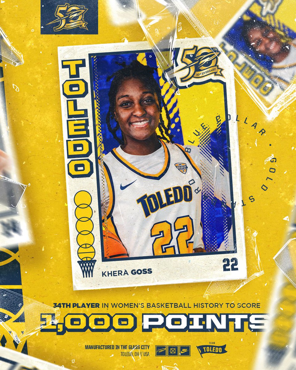 ToledoWBB's tweet photo. The 34th Rocket to reach 𝟭,𝟬𝟬𝟬 𝗰𝗮𝗿𝗲𝗲𝗿 𝗽𝗼𝗶𝗻𝘁𝘀‼️

Congratulations to Khera Goss on achieving this incredible milestone on Sunday. 👏

#TeamToledo | @kgoss_22 https://t.co/NOVDiW1Vpd