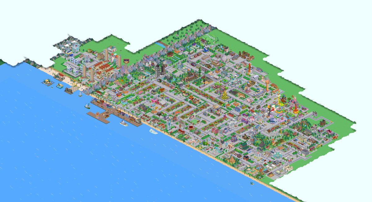 SeniorAma's tweet photo. I’ve played this game for many years. On and off. 

Would play for a few weeks and disappear for months to years. With the resent news of #SimpsonsTappedOut coming to an end I think my version of Springfield might finally have reached his final form. 

Thanks for many fun years! https://t.co/s11jpNNVDd