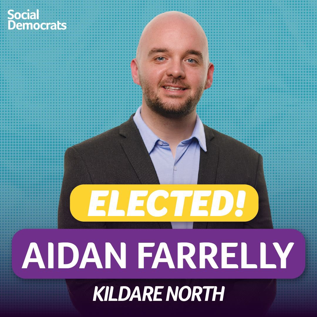 Incredible result in Kildare North where <a href="/Aidan_Farrelly_/">Aidan Farrelly TD</a> has been elected 🙌