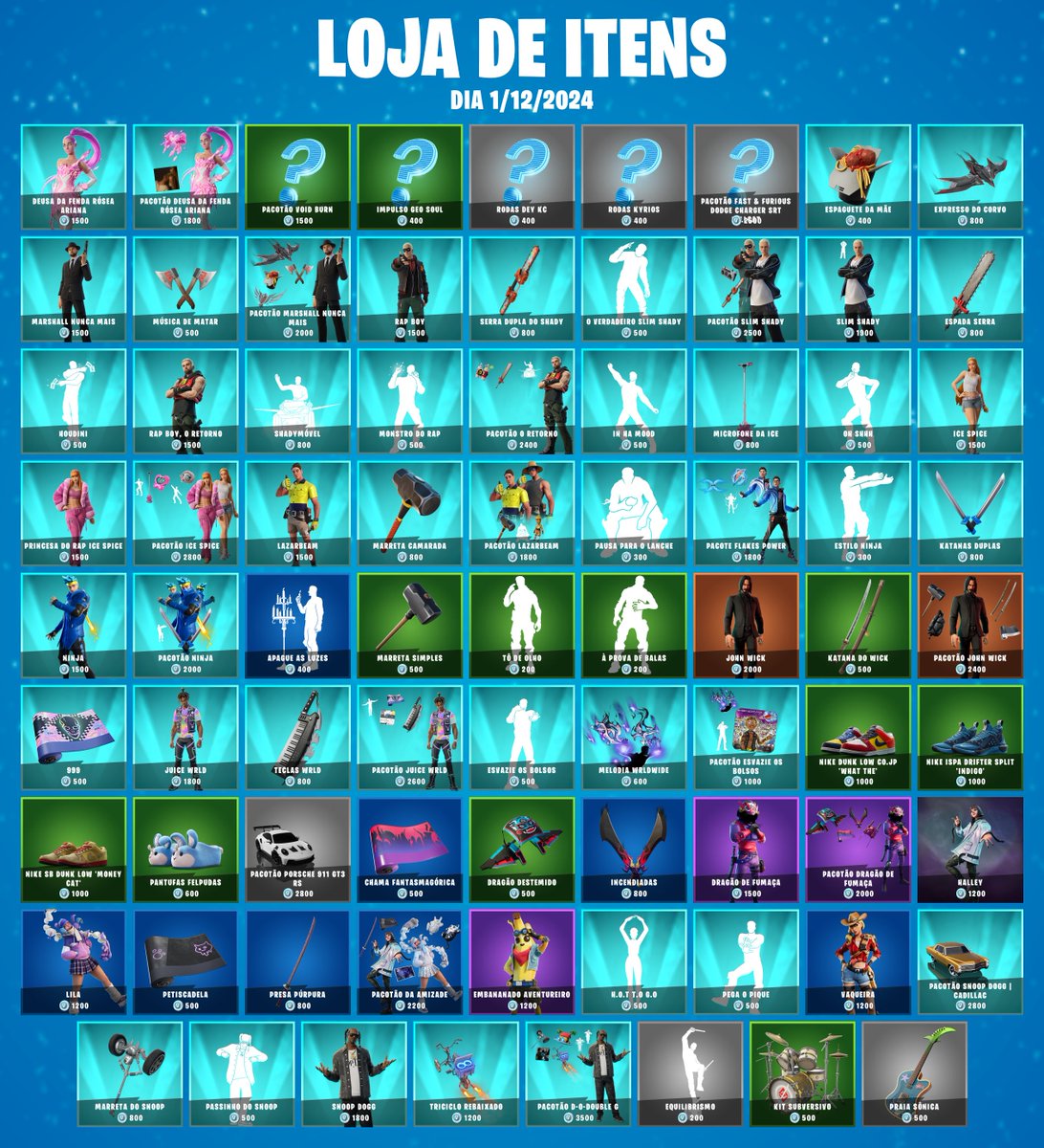 codeplay1929's tweet image. 🛒 #Fortnite Loja de Itens | domingo, 1 de dezembro de 2024

⭐Use código &apos;codeplay&apos; se quiser me apoiar! #ad
