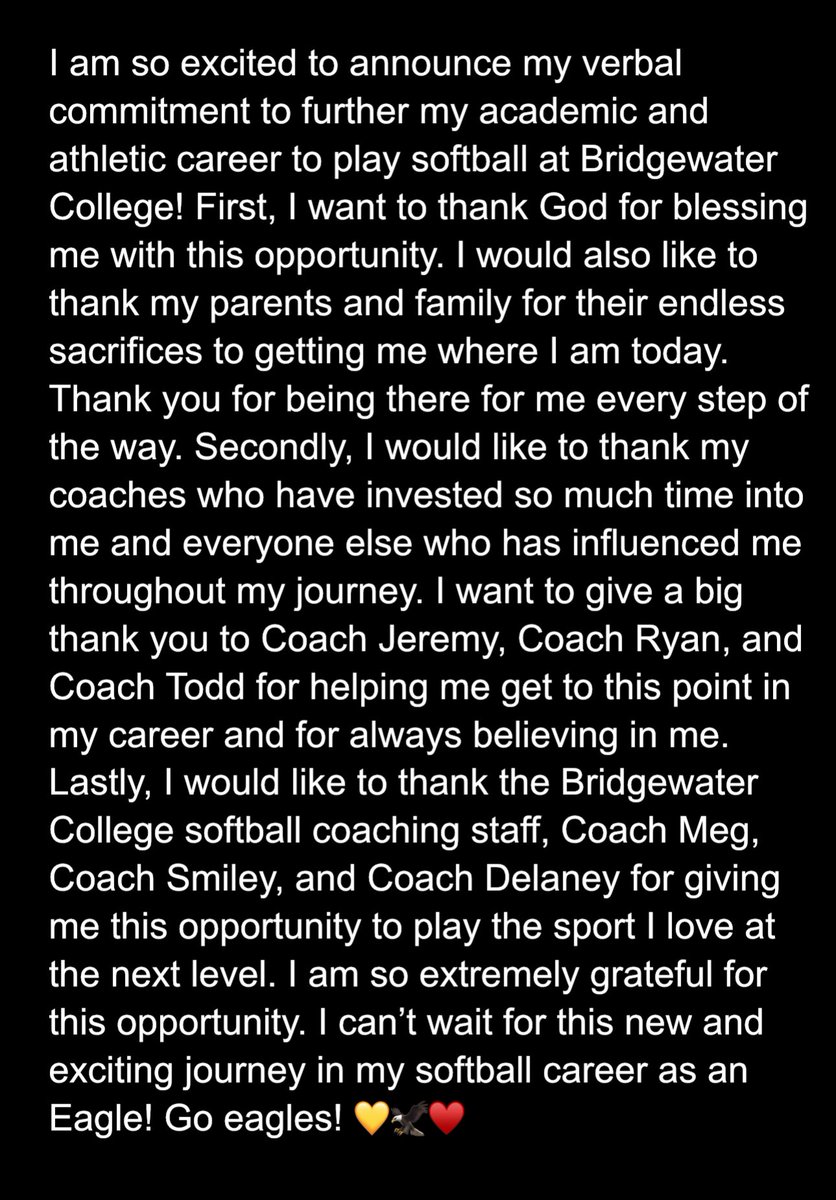 So excited for the next 4!! Go Eagles!🦅 
<a href="/Bh2osoftball/">Bridgewater Softball</a> <a href="/MegPlesko9/">Megan Pleskovic</a> <a href="/D_nucks1/">Delaney</a> <a href="/ladyhornets2026/">Lady Hornets 2026</a> <a href="/cam_byars/">Cam Byars</a> <a href="/jackie_magill/">Jackie Magill</a>