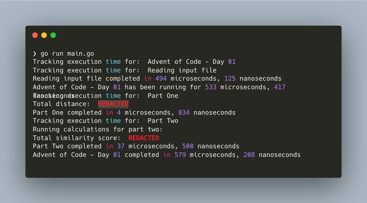 jnchaba's tweet photo. I've completed "Historian Hysteria" - Day 1 - Advent of Code 2024 https://t.co/hFLoJw4oe9 #AdventOfCode 

First time:
- Using #golang for this
- Making my own util package for AOC
- Writing binary search from scratch since college

Binary search go brr.

https://t.co/58rQXVCA4L https://t.co/nHX09YhBdT