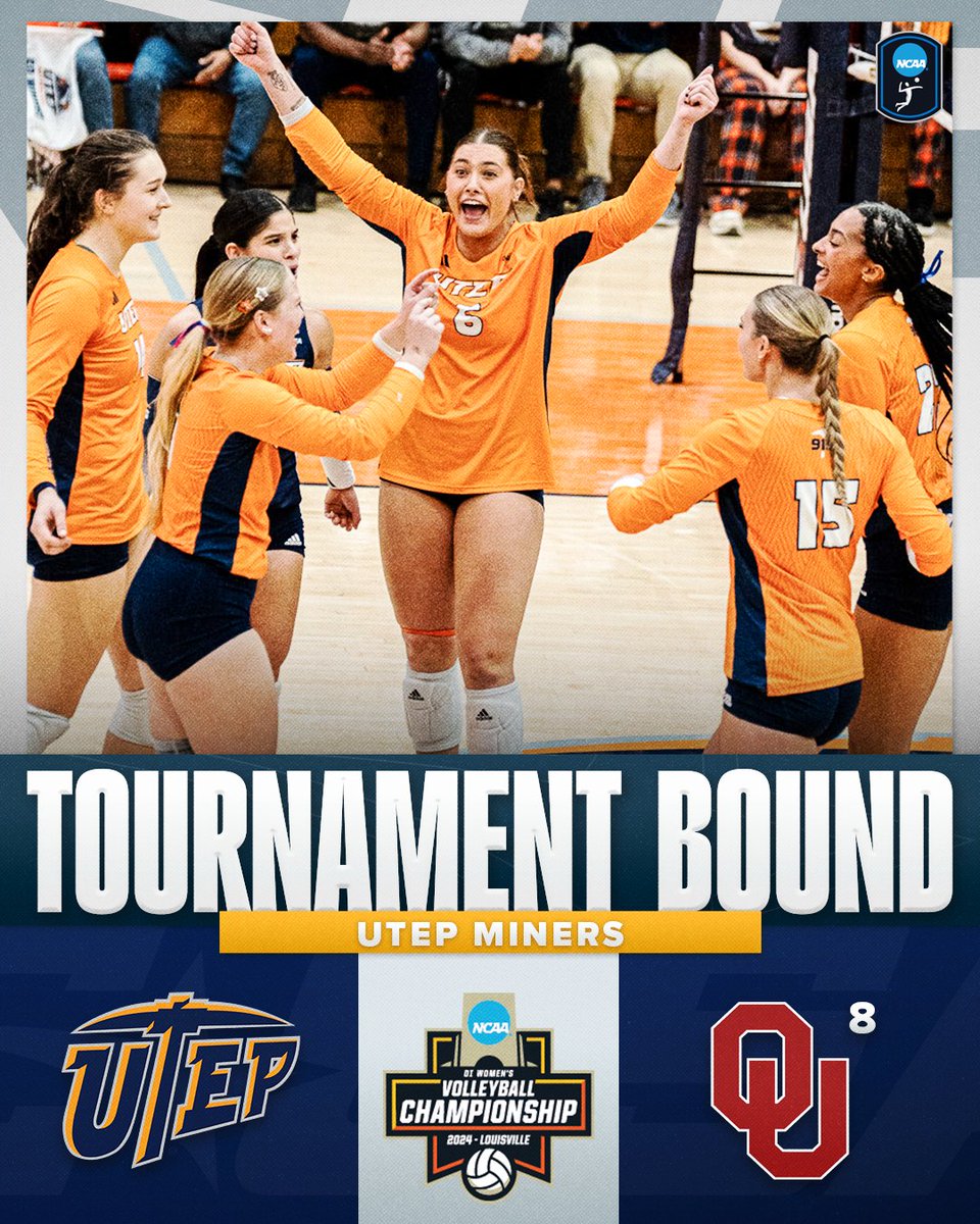 🏐 NCAA TOURNAMENT BOUND 🏐

<a href="/UTEPVB/">UTEP Volleyball</a> will compete in its first NCAA Tournament, facing No. 8 Oklahoma in the first round on Friday, Dec. 6, at 3 p.m. CT!

#NoLimitsOnUs