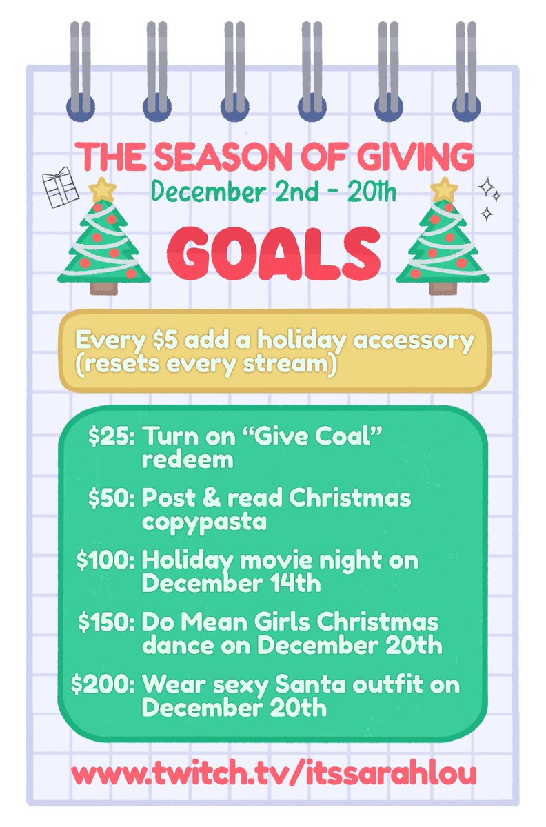 It's the 🎄SEASON OF GIVING🎄

That means that during December we will be raising money for Toys for Tots! 🎁 

There will be goals (see image below), holiday games, and a special facecam stream on December 20th!

LINKS IN THE REPLIES

I hope you all enjoy the festivities! 🎅🏼❤️