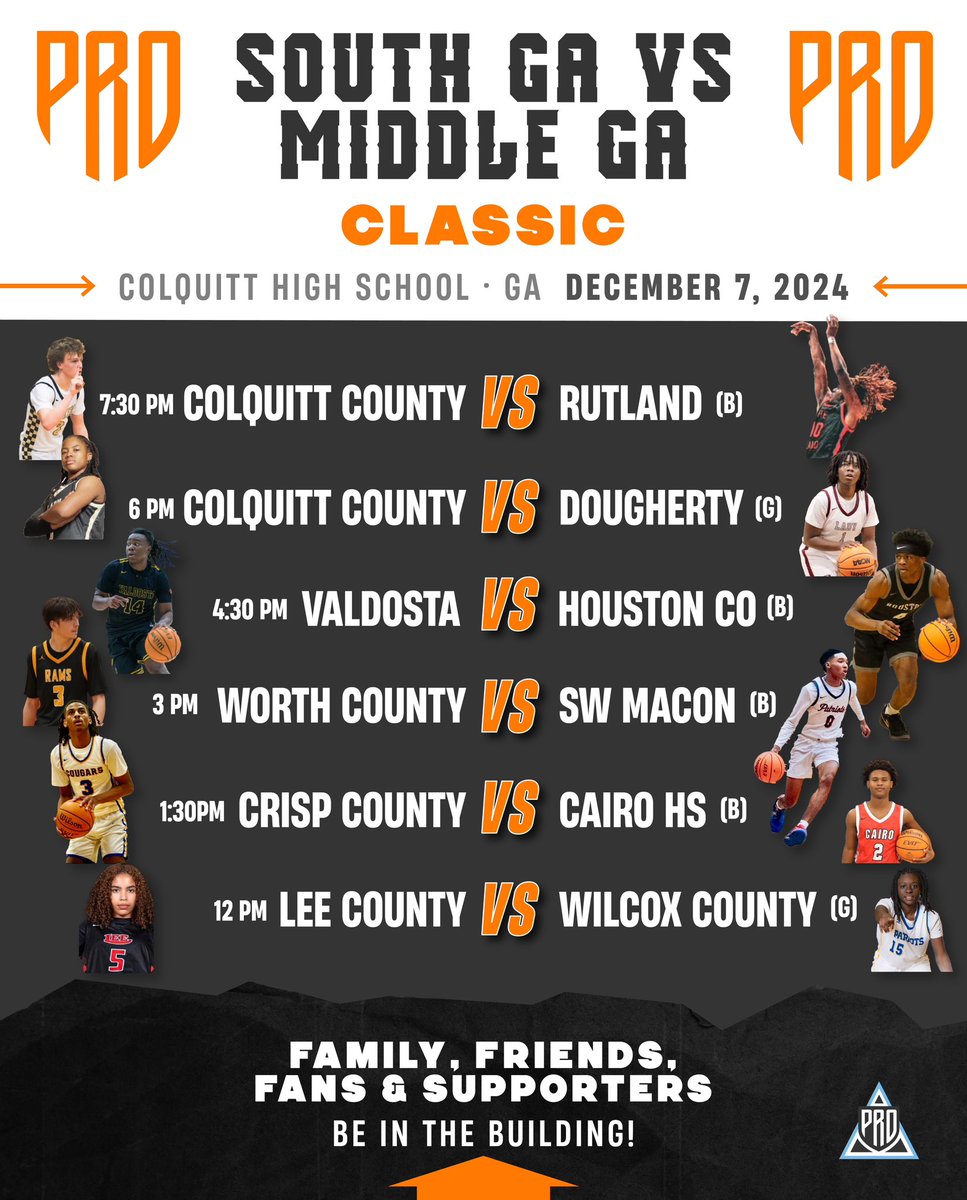 🏀South Georgia vs Middle Georgia✔️

🚨Official Card Release🚨

🔈Who has the BETTER HOOPERS…

🗣️South Georgia or Middle Georgia?

🛣️PRO is on the road traveling for THE ANSWER!

🗓️Saturday, DEC 7
📍Colquitt Co. High

✅Family, Friends, Fans &amp; Supporters… BE IN THE BUILDING