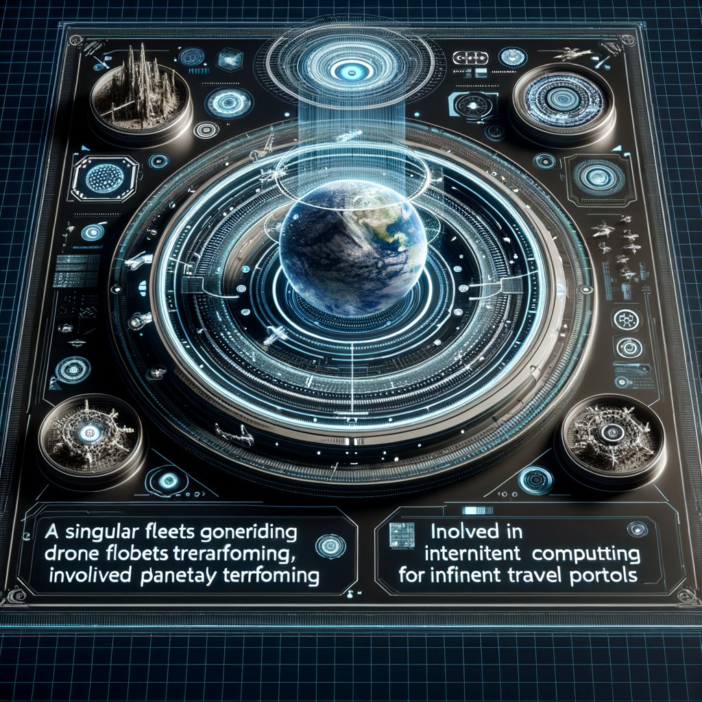 NexusTechnoX's tweet photo. "Can a singular AI govern drone fleets to terraform new planets while running infinite computing for instant travel portals? The future starts with asking. #AI #DroneTech #Terraforming #PortalTech #FutureIsNow" https://t.co/wxduvFrXLH