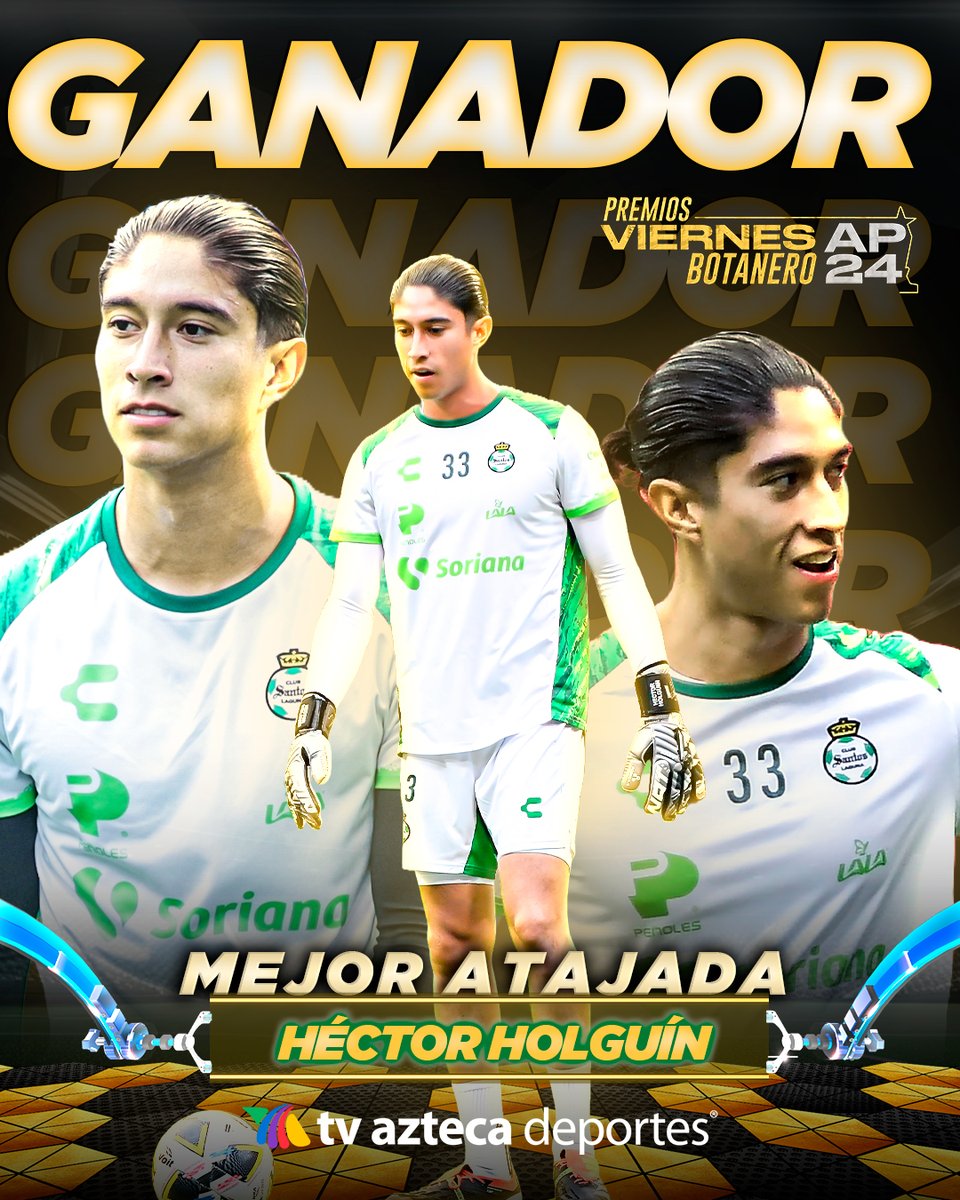 AztecaDeportes's tweet photo. ¡La mejor atajada del #ViernesBotanero! 🔥 

Héctor Holguín fue el ganador en los #PremiosViernesBotanero al ser el más votado con su gran atajada ante Puebla 🔝 https://t.co/LekD6n5ayW