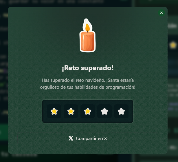 SebaSanhueTapia's tweet photo. ¡Reto 2 completado con 3 estrellas!

¡Mejora tu lógica de programación con AdventJS! ↓ https://t.co/Xqsdixbku1 https://t.co/QYIHrWRN9r