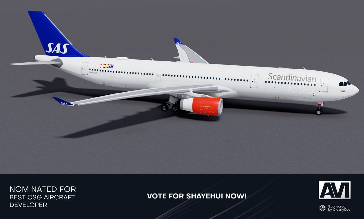 shaye_hui_'s tweet image. Please vote for me in the ”Best CSG Aircraft Developer” section!
Vote here: roblox.com/games/18925449…
#ROBLOX #ROBLOXDev #RobloxAviation