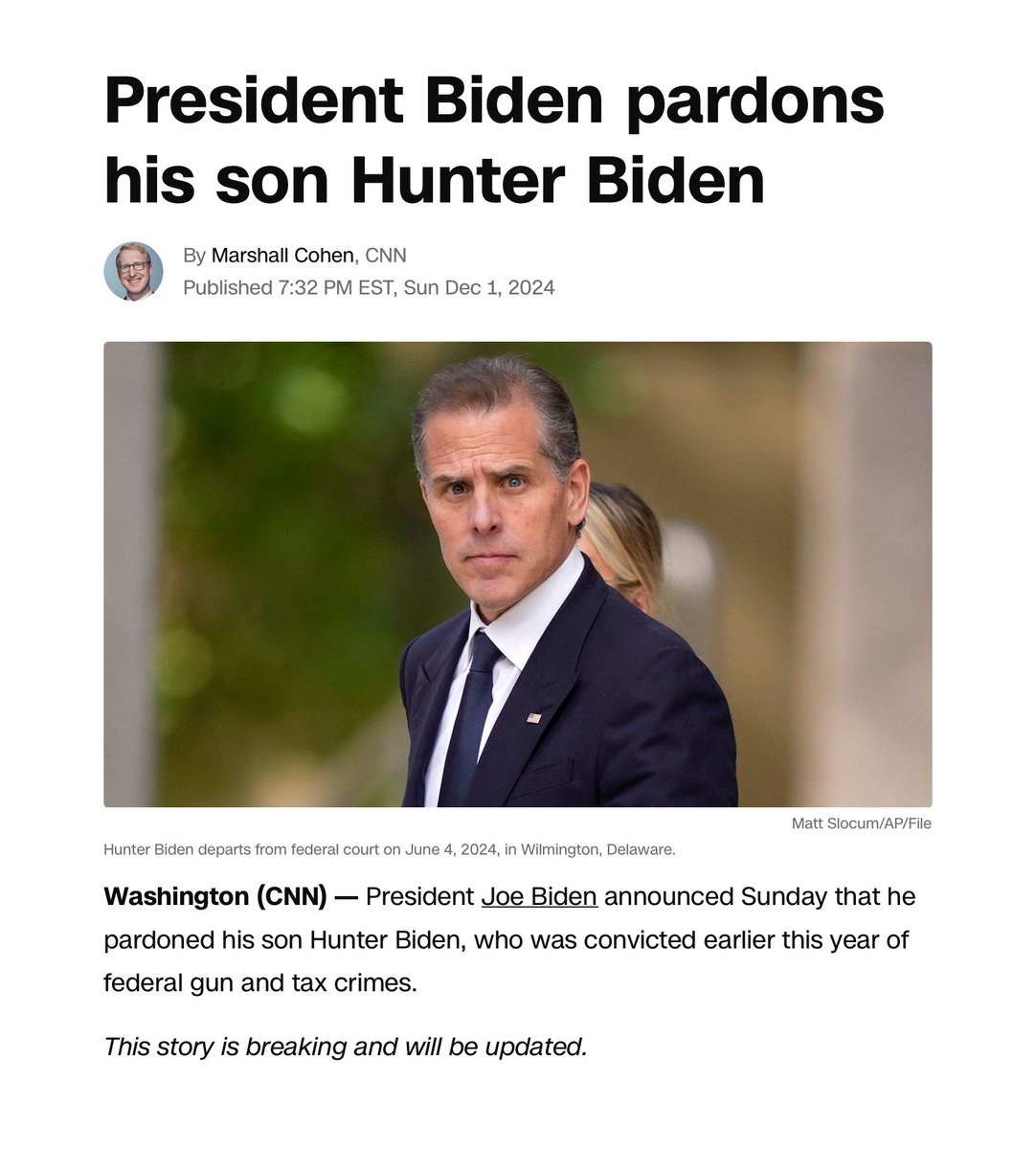 Good for <a href="/JoeBiden/">Joe Biden</a>. 👏🏼👏🏼👏🏼

America elected a convicted felon.
That convicted felon pardoned his son-in-law’s father and appointed him Ambassador to France. If you support that, I don’t want to hear jack-shit about Biden pardoning his son.