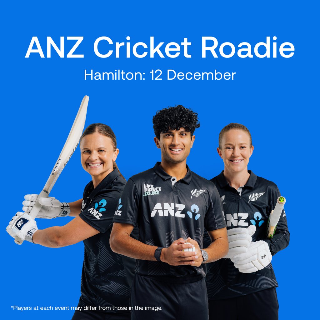 Join the ANZ Cricket Roadie celebrating 25 years of ANZ’s support of cricket in NZ communities. Meet some of the BLACKCAPS and WHITE FERNS, get tips from the players, score some cricket freebies, plus there’ll be games, sweet sounds, and food trucks.