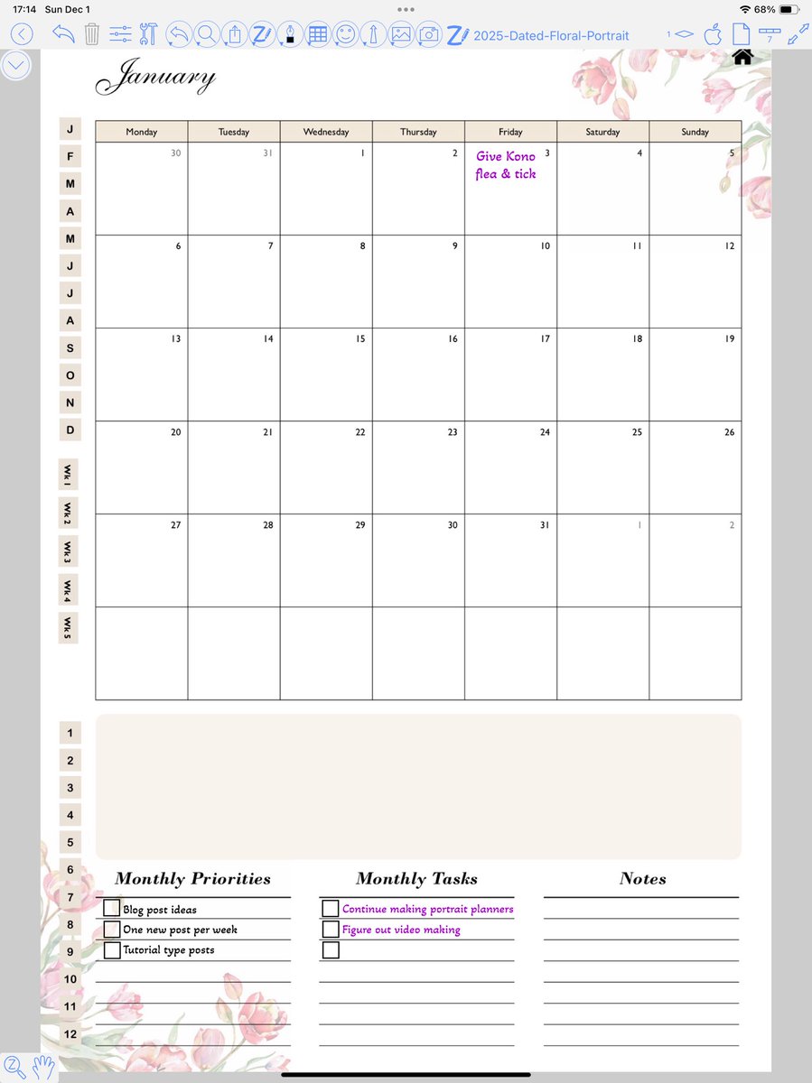 RovingDesigns's tweet image. Currently in testing stage. Portrait layout, 2025 monthly/weekly/daily planner. Simple, with a little floral design. Launching this week.
#goodnotes #zoomnotes #digitalplanners #rovingdesigner