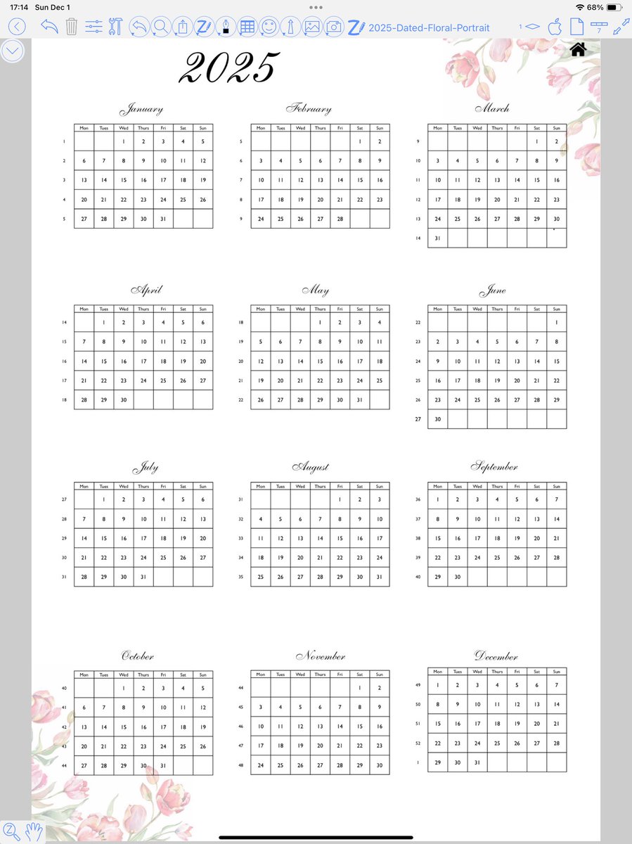 RovingDesigns's tweet image. Currently in testing stage. Portrait layout, 2025 monthly/weekly/daily planner. Simple, with a little floral design. Launching this week.
#goodnotes #zoomnotes #digitalplanners #rovingdesigner