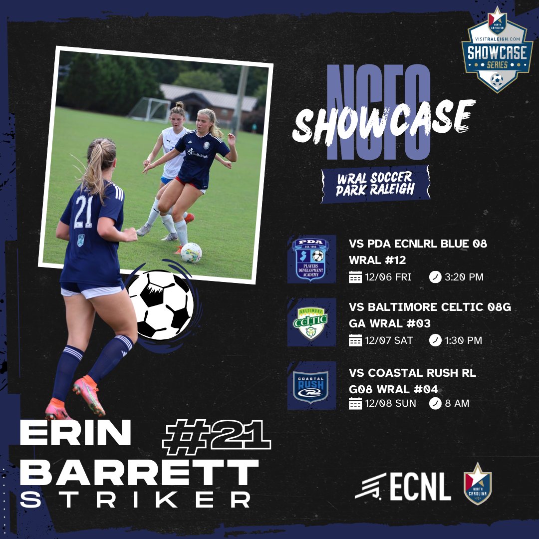 Erin Barrett (@erinabarrett21) on Twitter photo Come out and watch us
<a href="/08G_NCFC_ECNL/">2008/2007 NCFC ECNL Girls</a>
compete this weekend in the NCFC Showcase Series at WRAL Soccer Park in Raleigh NC! Come out and watch us
<a href="/08G_NCFC_ECNL/">2008/2007 NCFC ECNL Girls</a>
compete this weekend in the NCFC Showcase Series at WRAL Soccer Park in Raleigh NC!