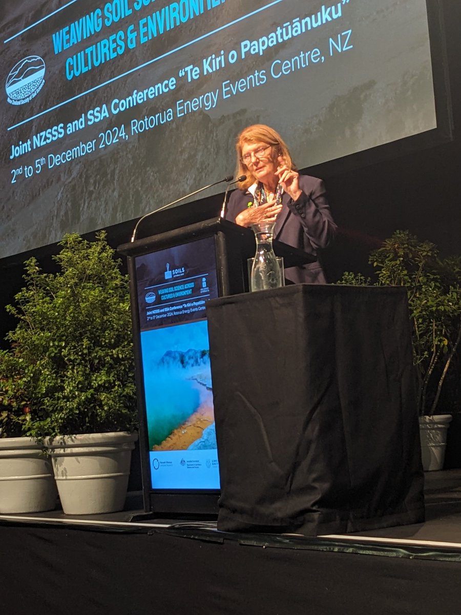 Inspirational speech 'Thinking big about soil' from our Patron, the Hon Penny Wensley AC, at #SoilsRotorua2024. Supporting the theme for the conference 'Weaving soil across cultures and environment', she advocated blending western science with Indigenous knowledge.