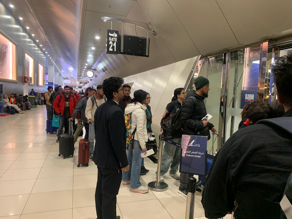 indembkwt's tweet image. Gulf Air flight to Manchester finally departed at 0434 hours today carrying stranded Indian passengers among others. Embassy team was on the ground till the flight departed.